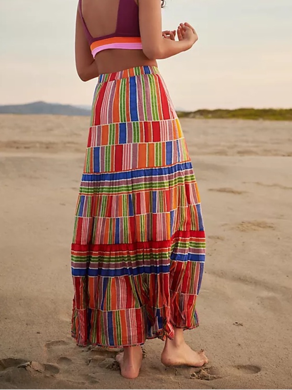 Farm Rio Alena Colorful Stripes Maxi Skirt